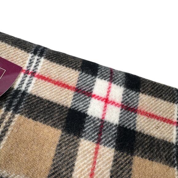 John Hanly Irish Wool Scarf Short Camel of Merrick Tartan Plaid Check Unisex New - Picture 3 of 5